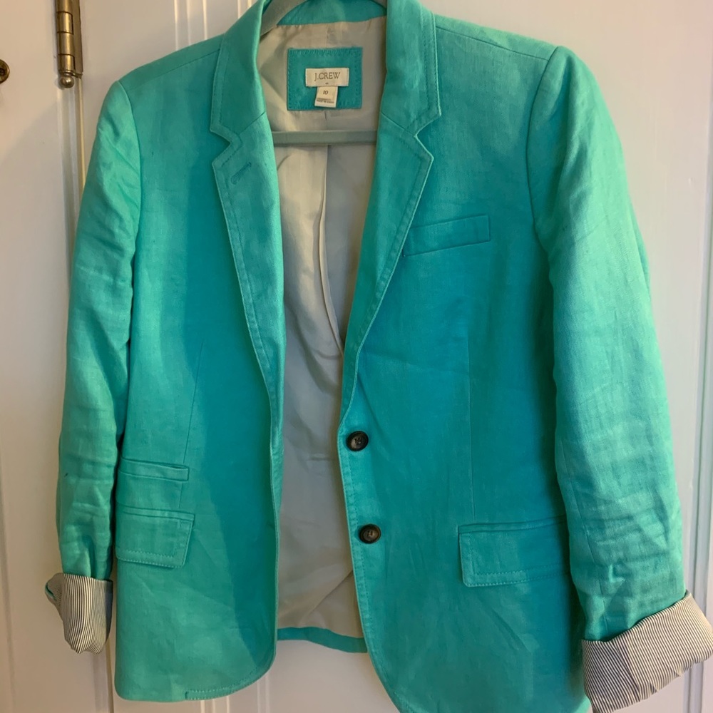 J Crew Turquoise linen blazer